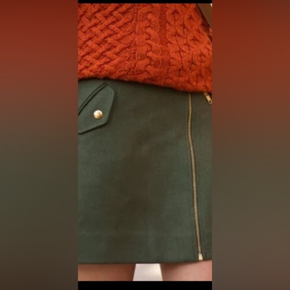 J.CREW Women's Motorcycle-Style Wool Mini Lined Skirt Loden Green Sz 2 NWT - Picture 2 of 10